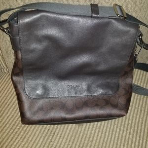 Coach Men's Houston Map Bag Signature Leather